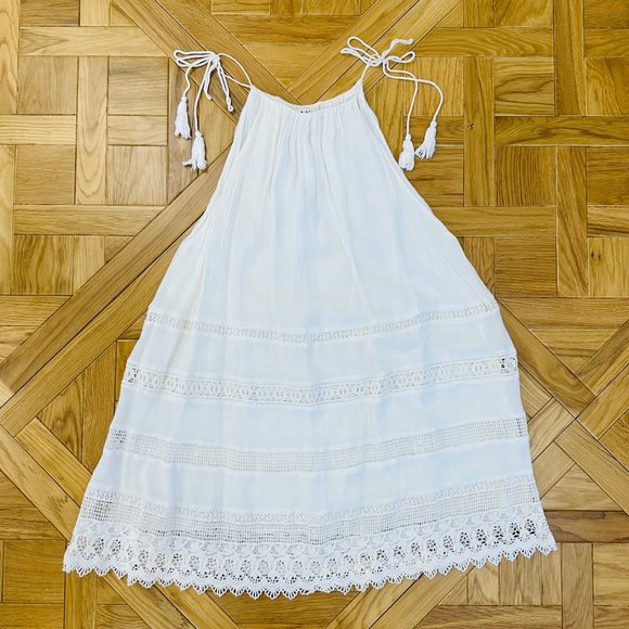 Alice + Olivia Danna Tie-Strap Short Dress with Embroidered Lace Insets Sz S - Picture 3 of 11